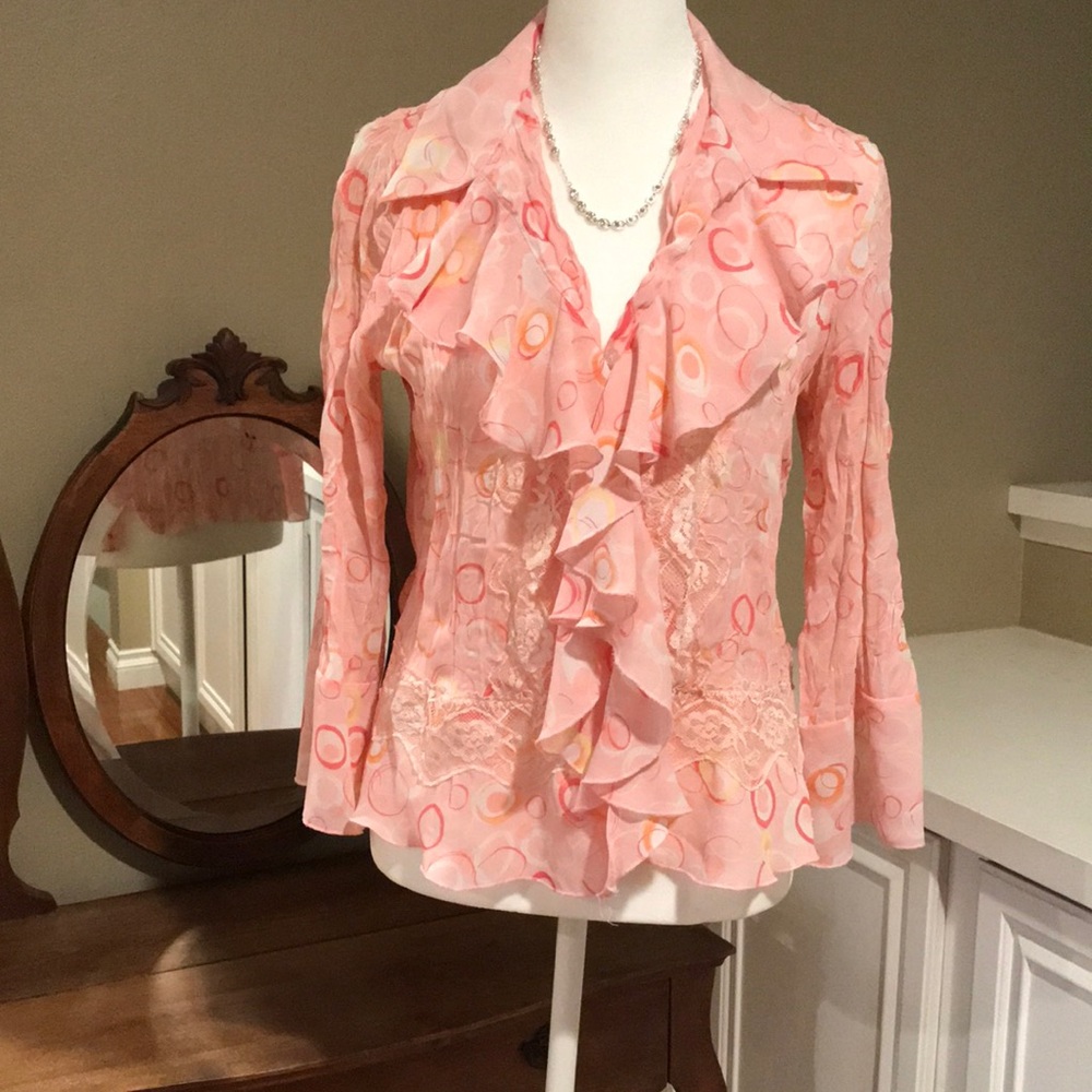Allison Taylor Ruffle Top Pink Size Small